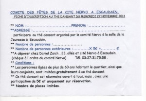 Fiche d'inscription.